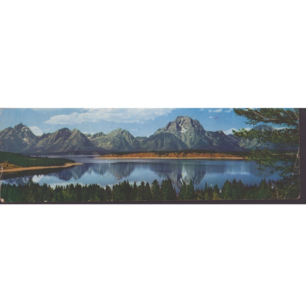 Grand Teton National Park Wyoming WY Jackson Lake Panoramic Chrome Postcard